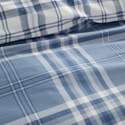 Catherine Lansfield Bedding Kelso Check Duvet Cover Set with Pillowcases Lansfield Blue