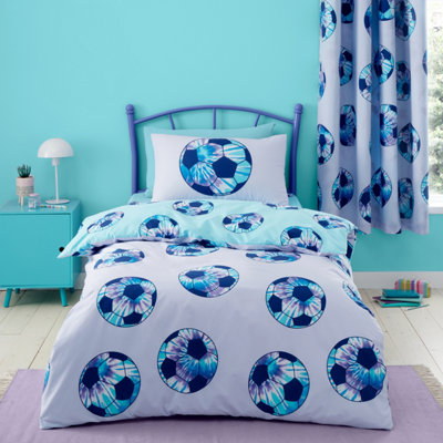 Catherine Lansfield Bedding Kids Tie Dye Football Reversible Duvet Cover Set Lilac