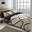 Catherine Lansfield Bedding Linear Curve Geometric Duvet Cover Set with Pillowcases Black