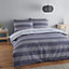 Catherine Lansfield Bedding Lines Duvet Cover Set with Pillowcases Navy
