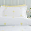Catherine Lansfield Bedding Lorna Embroidered Daisy Super King Duvet Cover Set with Pillowcases White Yellow