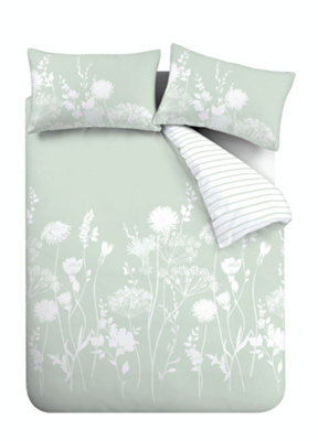 Catherine Lansfield Bedding Meadowsweet Floral Duvet Cover Set with Pillowcase Green