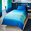 Catherine Lansfield Bedding Ombre Stripe Reversible Duvet Cover Set with Pillowcase Navy Green