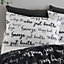 Catherine Lansfield Bedding Script Duvet Cover Set with Pillowcases Black White