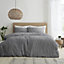 Catherine Lansfield Bedding Seersucker Embellished Duvet Cover Set with Pillowcase Grey