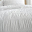 Catherine Lansfield Bedding Seersucker Embellished Duvet Cover Set with Pillowcase White