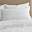 Catherine Lansfield Bedding Seersucker Embellished Duvet Cover Set with Pillowcases White