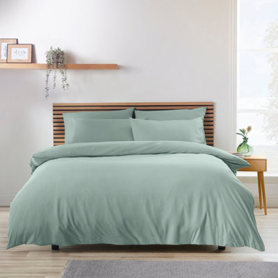 Catherine Lansfield Bedding So Soft Easy Iron Double Duvet Cover Set with Pillowcases Green