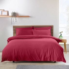 Catherine Lansfield Bedding So Soft Easy Iron Double Duvet Cover Set with Pillowcases Hot Pink