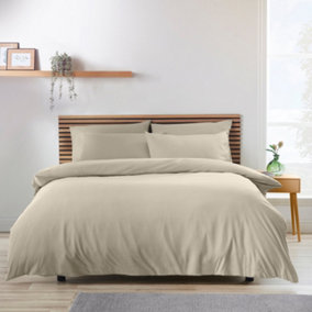 Catherine Lansfield Bedding So Soft Easy Iron Double Duvet Cover Set with Pillowcases Natural