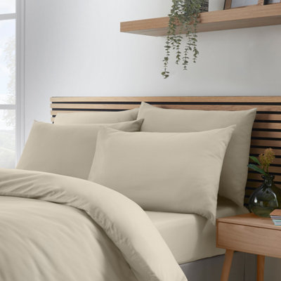 Catherine Lansfield Bedding So Soft Easy Iron Double Duvet Cover Set with Pillowcases Natural