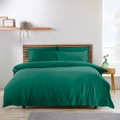 Catherine Lansfield Bedding So Soft Easy Iron Double Duvet Cover Set with Pillowcases Teal Green