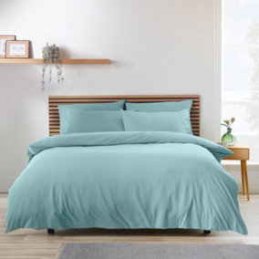 Catherine Lansfield Bedding So Soft Easy Iron King Duvet Cover Set with Pillowcases Duck egg Blue