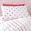 Catherine Lansfield Bedding So Soft Hearts and Stripes Duvet Cover Set with Pillowcases Two Pack Pink White