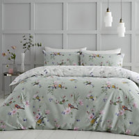 Catherine Lansfield Bedding Songbird Duvet Cover Set with Pillowcase Sage Green