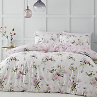 Catherine Lansfield Bedding Songbird Duvet Cover Set with Pillowcases Pink