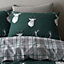 Catherine Lansfield Bedding Stag Check Duvet Cover Set with Pillowcases Green