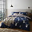 Catherine Lansfield Bedding Stag Check Duvet Cover Set with Pillowcases Navy