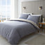 Catherine Lansfield Bedding Textured Banded Stripe Duvet Cover Set with Pillowcases Blue