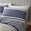 Catherine Lansfield Bedding Textured Banded Stripe Duvet Cover Set with Pillowcases Blue