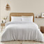 Catherine Lansfield Bedding Waffle Checkerboard Double Duvet Cover Set with Pillowcases White