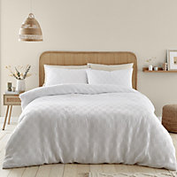 Catherine Lansfield Bedding Waffle Checkerboard King Duvet Cover Set with Pillowcases White