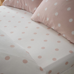 Catherine Lansfield Bedroom Brushed Spot Fitted Sheet 30m Depth Pink
