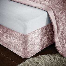 Catherine Lansfield Bedroom Crushed Velvet Divan Base Wrap Blush Pink