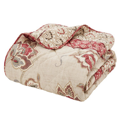 Catherine Lansfield Bedroom Kashmir Paisley Quilted 200x200cm Bedspread Natural