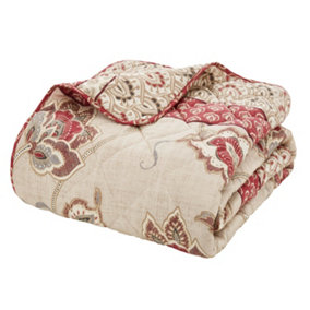 Catherine Lansfield Bedroom Kashmir Paisley Quilted 200x200cm Bedspread Natural