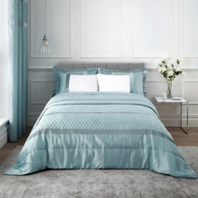 Catherine Lansfield Bedroom Sequin Cluster Quilted 240x260cm Bedspread Duck Egg Blue