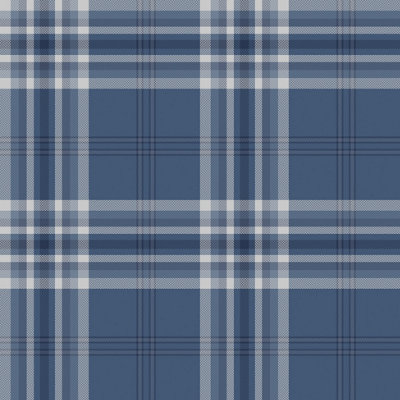 Catherine Lansfield Blue Check Metallic effect Embossed Wallpaper