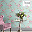 Catherine Lansfield Blue Floral Pearl effect Embossed Wallpaper