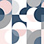 Catherine Lansfield Blue Geometric Pearl effect Embossed Wallpaper
