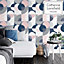 Catherine Lansfield Blue Geometric Pearl effect Embossed Wallpaper