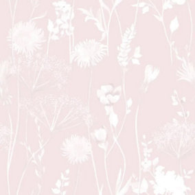 Catherine Lansfield Blush Floral Pearl effect Embossed Wallpaper