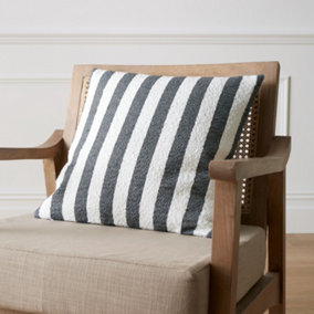 Catherine Lansfield Boucle Stripe 45x45cm Cushion Charcoal Grey
