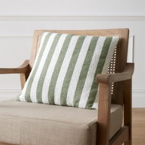 Catherine Lansfield Boucle Stripe 45x45cm Cushion Olive Green