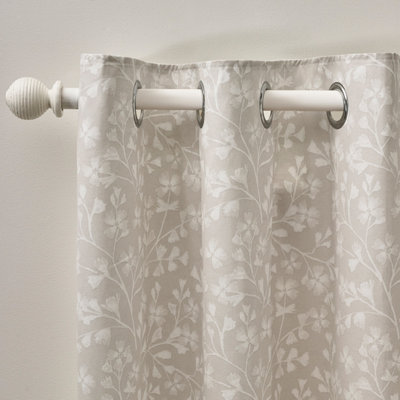 Catherine Lansfield Brooke Floral 46x54 Inch Lined Eyelet Curtains Two Panels Natural