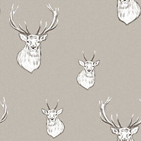 Catherine Lansfield Brown Stag Mica effect Embossed Wallpaper