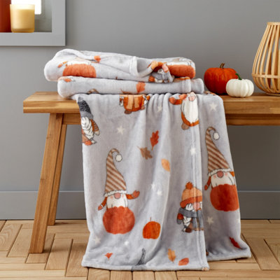 Catherine Lansfield Brushed Autumn Gonks Cosy Warm 130x170cm Throw