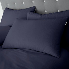 Catherine Lansfield Brushed Cotton Standard Pillowcase Pair Navy Blue