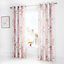 Catherine Lansfield Canterbury Floral 66x72 Inch Eyelet Curtains Two Panels Blush Pink