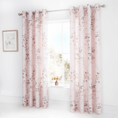Catherine Lansfield Canterbury Floral 66x72 Inch Eyelet Curtains