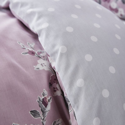 Catherine Lansfield Canterbury Floral King Duvet Cover Set with Pillowcases Heather
