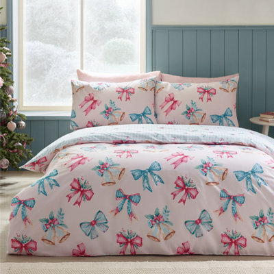 CATHERINE LANSFIELD CHRISTMAS BOWS AND BELLS REVERSIBLE DUVET COVER SET ...