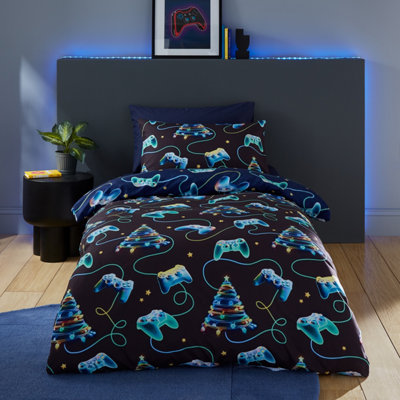 CATHERINE LANSFIELD FOOTBALL BLUE DOUBLE DUVET COVER SET FOOTBALL