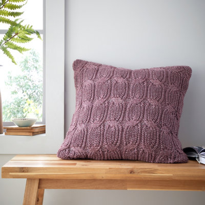 Catherine Lansfield Chunky Marl Knit Cosy 45x45 cm Cushion Plum