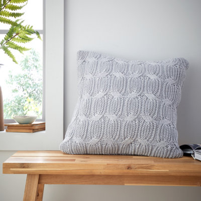 Catherine Lansfield Chunky Marl Knit Cosy 45x45 cm Cushion Silver Grey