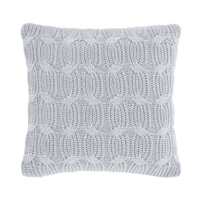 Catherine Lansfield Chunky Marl Knit Cosy 45x45 cm Cushion Silver Grey
